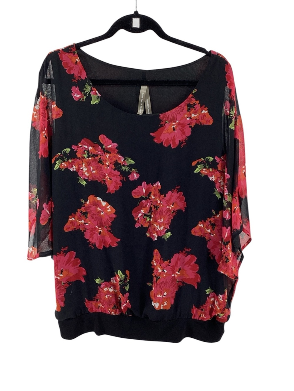 🍄 Penningtons Floral Scoop Neck Chiffon Blouse - Size 2XL